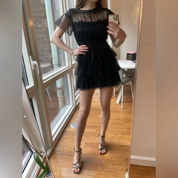 Zara | Dresses | Mini Lace Black Zara Dress Xs | Poshmark